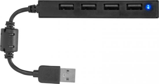 Schwarzer 4-Port USB-Hub mit LED-Anzeige zur Erweiterung von USB-Anschlüssen