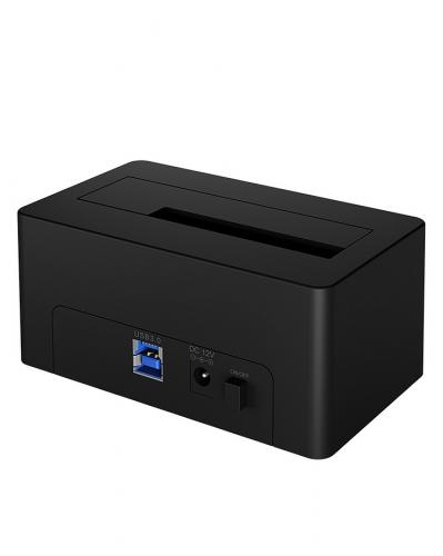 Schwarze externe Dockingstation für Festplatten mit USB 3.0-Anschluss