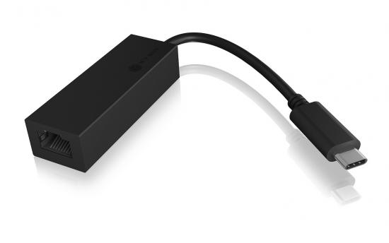 Schwarzer USB-C zu Ethernet Adapter für kabelgebundene Netzwerkverbindungen