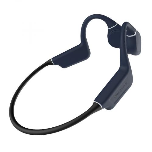 Blauer kabelloser Nackenbügel-Kopfhörer mit ergonomischem Design