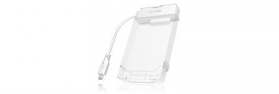 Transparente Festplattenhülle mit integriertem USB-Kabel