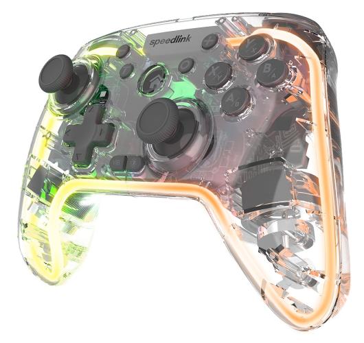 SPEEDLINK RAIT NX RGB Gamepad - Wireless/Wired - for PC/Android/Switch OLED/Lite, clear transparent