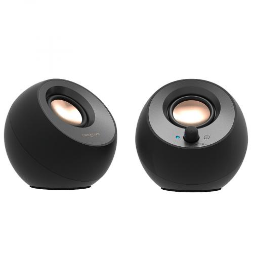 Schwarze kugelförmige Lautsprecher mit elegantem Design