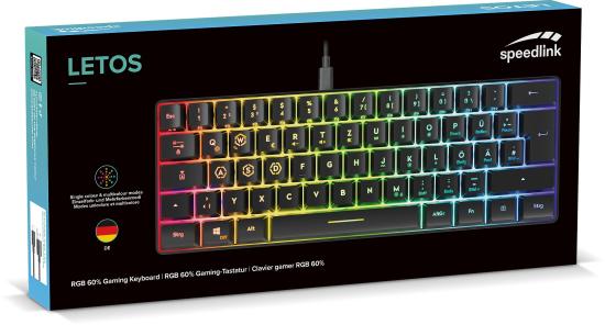 SPEEDLINK LETOS RGB 60% Gaming Keyboard, black - DE layout