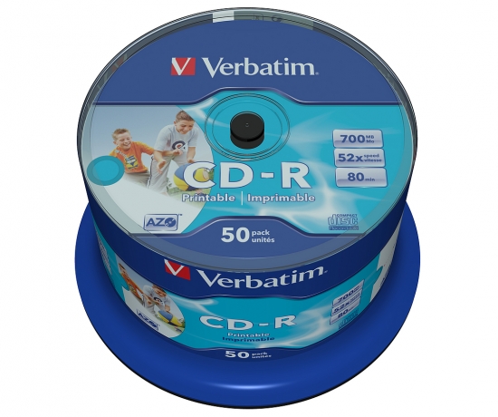 Verbatim CD-R Spindel mit 50 bedruckbaren Discs, 700 MB Speicherkapazität, 52x Geschwindigkeit