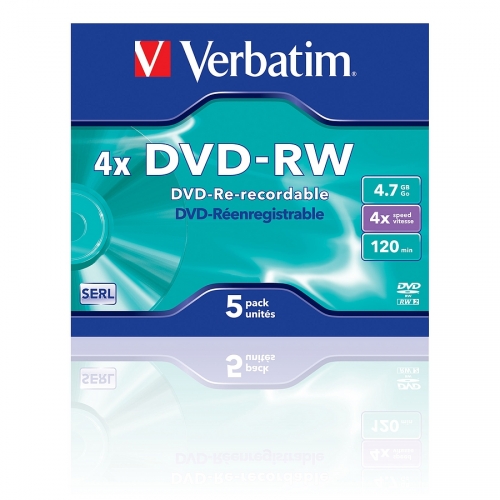 Verbatim DVD-RW 4x Geschwindigkeit, 4.7GB Speicherkapazität, 5er Pack