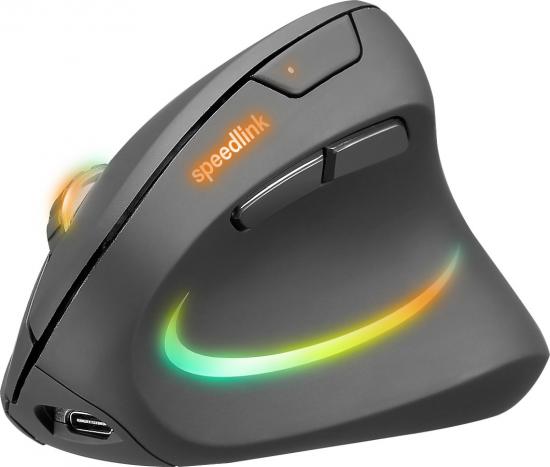 Ergonomische vertikale Maus von Speedlink mit bunter LED-Beleuchtung und seitlichen Tasten